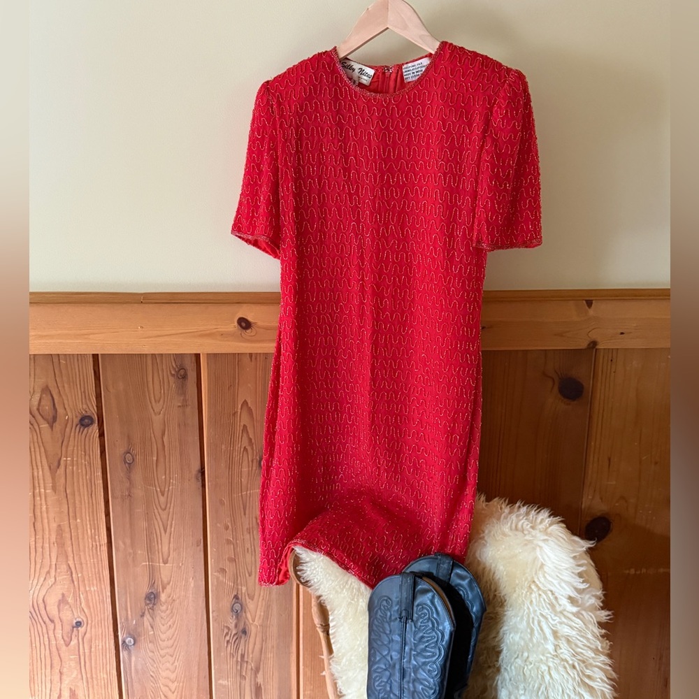 VINTAGE Silk Beaded Dress